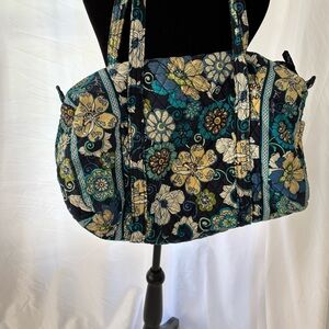 Vera Bradley Ocean Blue Retired Floral Patterned Travel Duffle